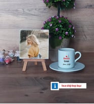Anestezi Uzmanı Fotoğraflı Dekoratif Taş, Ahşap Altlıklı Türk Kahvesi Fincanı Hediye Anestezi Uzmanına Tıp Bayramı Hediyesi (Model 2)