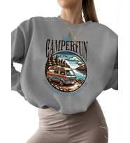 unisex erkek Bej Sweatshirt Kampçıeğlencesi Baskılı kadın bisiklet yaka Sweatshirt kalın 3 iplik (Gri)