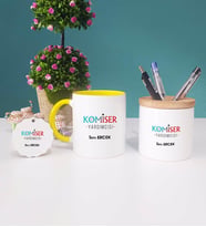 Komiser Yardımcısı Kupa Bardak Kırmızı Kalemlik ve Anahtarlık (Model 5)