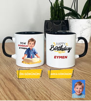 Kişiye Özel Karikatürlü Erkek Çocuğa Hediye Kupa Bardak Erkek Çocuk Hediyeleri Doğum Günü Hediyesi (Siyah)
