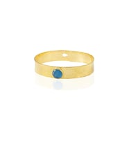 Kadir Jewellery 22 Ayar Altın Kaplama El İşçiliği Zirkon Taşlı Kadın Kelepçe Bilezik (Koyu Mavi)