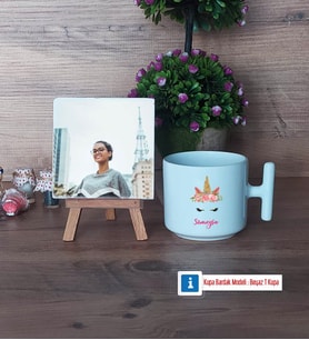 Unicorn Fotoğraflı Dekoratif Taş, Kupa Bardak Beyaz Hediye (Model 12)