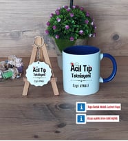 Acil Tıp Teknisyeni Kupa Bardak Kırmızı ve Ahşap Anahtarlık Hediye (Model 2)