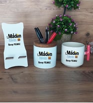 Maden Mühendisi Hediye Sepeti Kupa Bardak T Kulplu, Kalemlik ve Ahşap Telefon Standı Mühendisler Günü Hediyesi (Model 4)