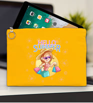 BK Gİft Yaz Temalı-2 Tablet Çantası 30x21cm(12 Renk Seçeneği), Ipad Çantası, Baskılı Tablet Kılıfı (Sarı)