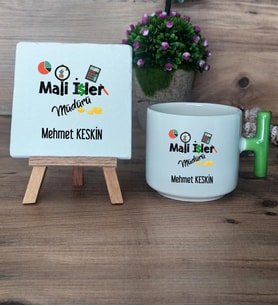Mali İşler Müdürü Hediye Seti Kupa Bardak T Kulplu ve Dekoratif Taş Mali İşler Müdürüne Hediye (Model 8)