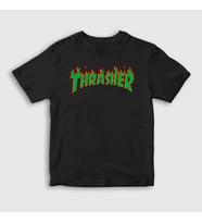 Presmono Unisex Çocuk Beyaz Logo V4 Thrasher T-Shirt 278911tt (Siyah)