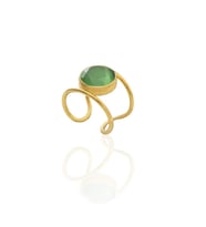 Kadir Jewellery 22 Ayar Altın Kaplama Kadın Zirkon Taşlı Yüzük (Yeşil)