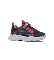 Günlük Kız - Erkek Çocuk Sneaker Lastik Bağcıklı Cırtlı Hafif Spor Ayakkabı 0013 (Siyah-Fusya)