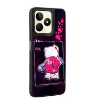 REALME C53 4G Kılıf Parlayan Kabartmalı İkonik Figürlü Amas Silikon Kılıf (Siyah)