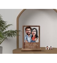 BK Gift Kişiye Özel Sevgililer Karikatürlü Ahşap Standlı Biblo, Sevgililer Günü Hediyesi, Doğum Günü Hediyesi, Yıl Dönümü Hediyesi-1 (Model 12)