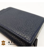 ALC Collection Hakiki Deri Mekanizmalı Renk Seçenekli Kadın ve Erkek Kartlık Cüzdan (Parlak Lacivrt)