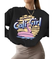 90'ların kaliforniyalı kızı Baskılı Bej kadın erkek Sweatshirt kalın unisex bisiklet yaka 3 iplik (Siyah)