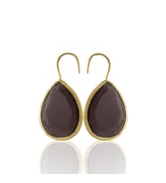 Kadir Jewellery 22 Ayar Altın Kaplama Damla Taşlı Küpe -El İşçiliği Ve Hipoalerjenik Küpe (Bordo)