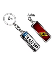 Kişiye Özel Ferrari Vip Logo Tema Plaka Anahtarlık (Gümüş)