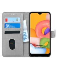 Samsung Galaxy A01 Kılıf Fabric Book Wallet (Gri)
