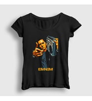 Presmono Kadın Beyaz Radio Eminem T-Shirt 155911tt (Siyah)