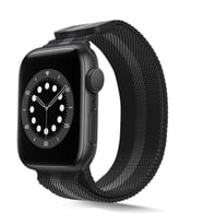 Apple Watch 10/11 42mm-38/40/41mm Kordon Milano Loop Metal Kordon 2/3/4/5/6/se/7 (Siyah - Beyaz)