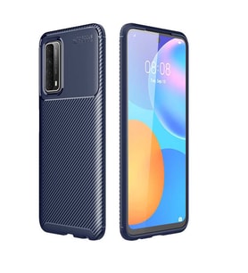 Huawei P Smart 2021 Kılıf Karbon Silikon Case (Lacivert)