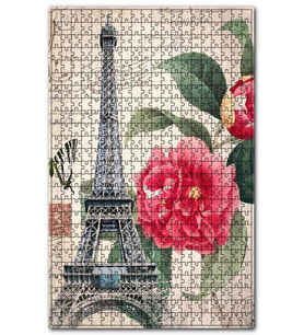 Cakapuzzle Mektup Eyfel Kulesi Gül Görseli Puzzle Yapboz MDF (Ahşap) (255 Parça)