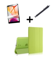 Apple iPad 7. 8. 9. Nesil 10.2 Kılıf Set PU Deri Smart Tablet Kilifi Ekran Koruy (Yeşil)