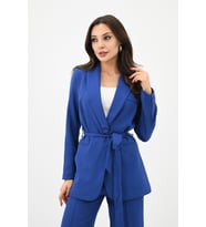 Kadın Kuşaklı Ceket Pantolon Takım 9004-24 (SAKS MAVI)