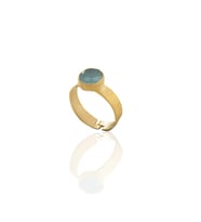 Kadir Jewellery 22 Ayar Altın Kaplama Zirkon Taşlı Kadın Minimal Yüzük (Açık Mavi)