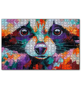 Cakapuzzle Soyut Boyalı Rakun Görseli  Puzzle Yapboz MDF (Ahşap) (255 Parça)