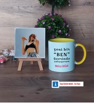 Motto Yeni Bir Ben Fotoğraflı Dekoratif Taş, Kupa Bardak Beyaz Hediye (Model 7)