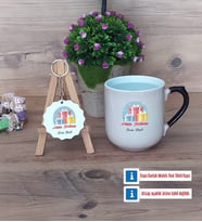 Doğum Günü Hediyesi Kupa Bardak Kırmızı ve Ahşap Anahtarlık Hediye (Model 9)