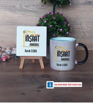 İnşaat Mühendisi Dekoratif Taş, Kupa Bardak Kırmızı Hediye (Model 8)