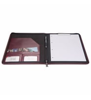 Kapaklı Sekreterlik Padfolio Fermuarlı A4 100 Yaprak Kapasiteli Vegan 25,5x34 cm (Bordo)