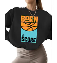 Bej Sweatshirt unisex bisiklet yaka Sweatshirt 3 iplik şardonlu Gol atmak i·çin doğmuş Baskılı (Siyah)