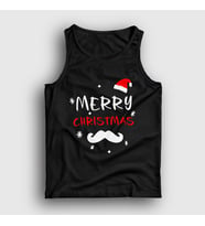 Presmono Unisex Haki Mustache Merry Christmas Yılbaşı Atlet 271340tt (Siyah)