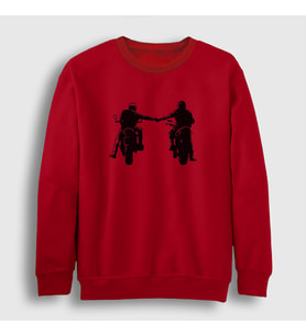 Presmono Unisex Beyaz Biker Brotherhood Hediye Motorcu Sweatshirt 457861tt (Kırmızı)