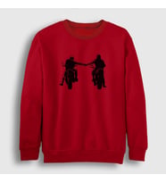 Presmono Unisex Beyaz Biker Brotherhood Hediye Motorcu Sweatshirt 457861tt (Kırmızı)