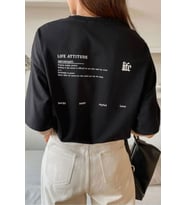 Unisex Life Baskılı T-shirt (Siyah)