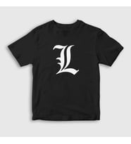 Presmono Unisex Çocuk Beyaz Logo L Anime Death Note T-Shirt 129701tt (Siyah)