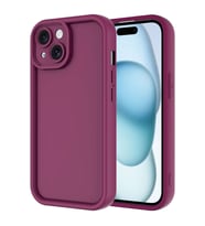 iPhone 14 Kılıf Kamera Korumalı Ananas Silikon Kapak (Mürdüm)
