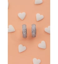 Elika Silver Taşlı Halka Model 925 Ayar Gümüş Çocuk Küpesi (Gümüş)