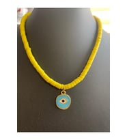 TASARIM FİMO BONCUKLU ÇELİKNAZAR BONCUKLU   KOLYE (Sarı)