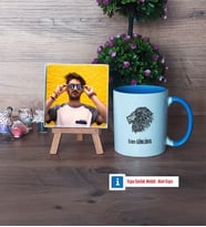 Aslan Fotoğraflı Dekoratif Taş, Kupa Bardak Beyaz Hediye (Model 4)