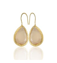 Kadir Jewellery 22 Ayar Altın Kaplama Damla Taşlı Küpe -El İşçiliği Ve Hipoalerjenik Küpe (Turuncu)