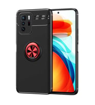Xiaomi Poco X3 GT Kılıf Yüzüklü Magnetli Ravel Case (Siyah-Kırmızı)