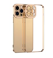 ALLY Fashion Series iPhone 12 Pro Max Kılıf Renkli Kenar Lazer Çerçeveli Silikon Kılıf (Gold)