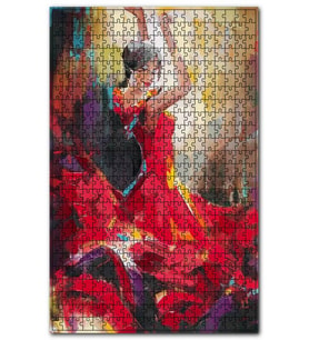 Cakapuzzle Kırmızı Elbiseli Kadının Flamenko Dansı Puzzle Yapboz MDF (Ahşap) (500 Parça)
