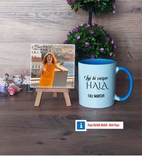 Halaya Hediye Fotoğraflı Dekoratif Taş, Kupa Bardak Beyaz Hediye (Model 4)