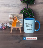 Halaya Hediye Fotoğraflı Dekoratif Taş, Kupa Bardak Beyaz Hediye (Model 4)