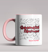 Kişiye Özel Geometri Öğretmeni Tasarımlı Siyah Renk Kupa Bardak 4 (Pembe)