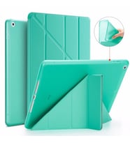 iPad 2 3 4 Kılıf Trifolding Arkası Silikon Smart A1395 A1396 A1397 A1416 A1430 A (Turkuaz)